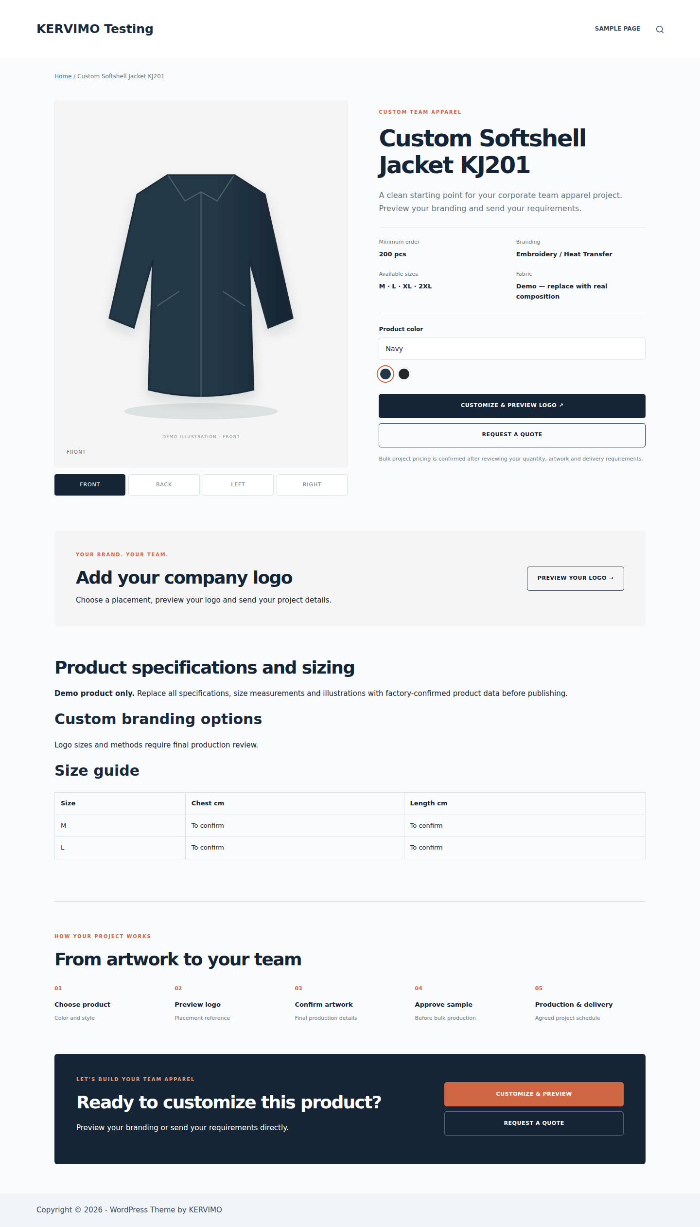 KERVIMO product page template preview